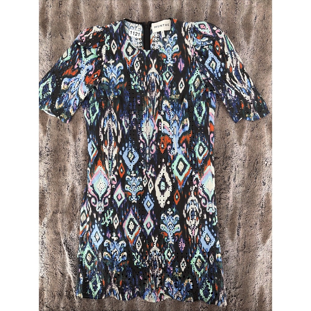 Munthe jillie max ikat eyelet puff sleeve shift dress with Slip Size 36 / 6